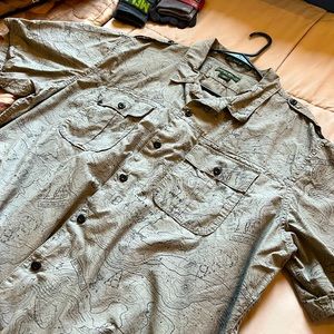 Eddie Bauer Topo Map shirt: Size XXL